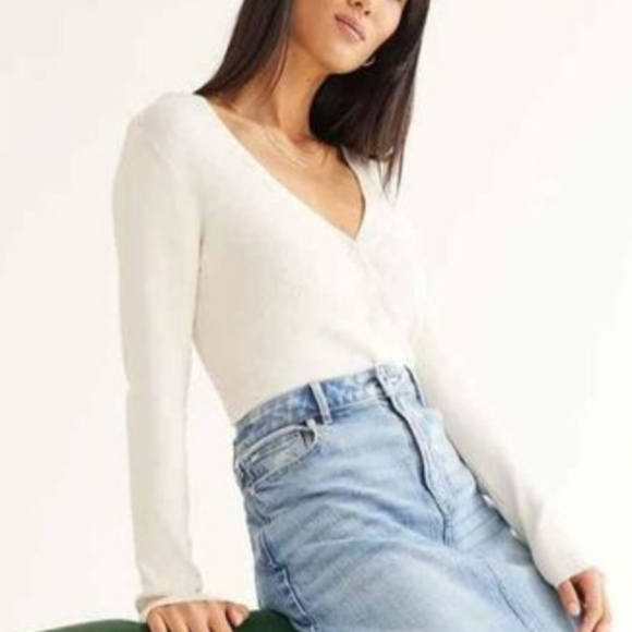 Cream rib knit cardigan - Picture 2 of 2